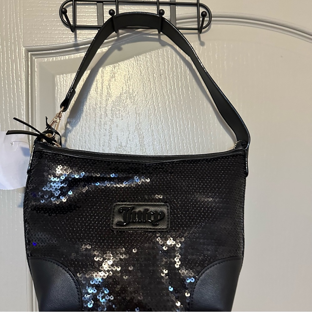 Juicy Couture Black Sequin Women's Bag NWT Hobo Licorice